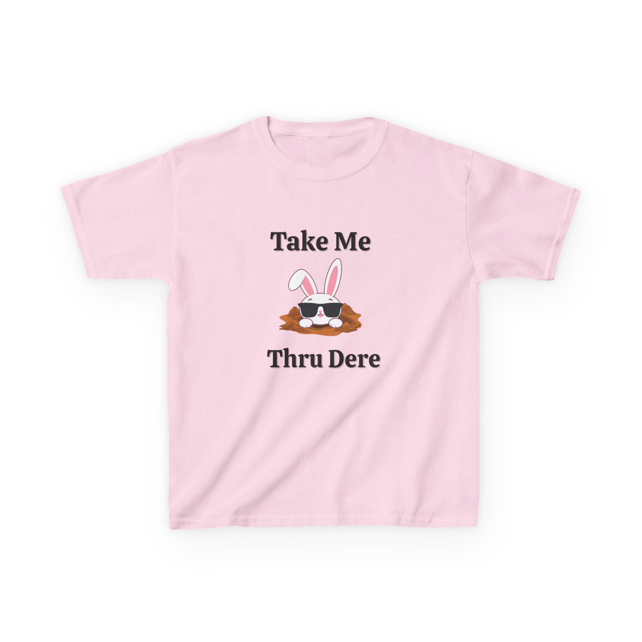 Kids Tee — "Take Me Thru Dere" Bunny Sunglasses Graphic