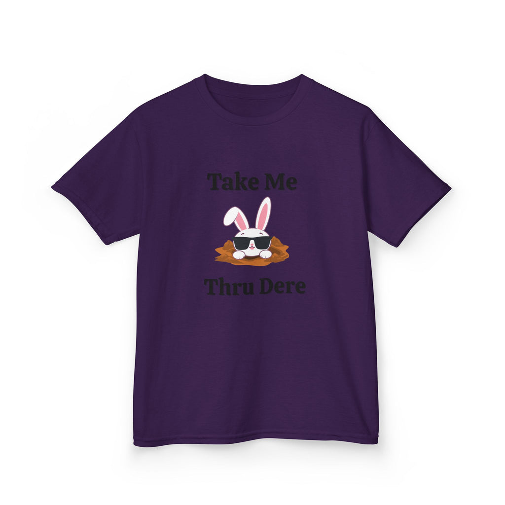 Kids Tee — "Take Me Thru Dere" Bunny Sunglasses Graphic