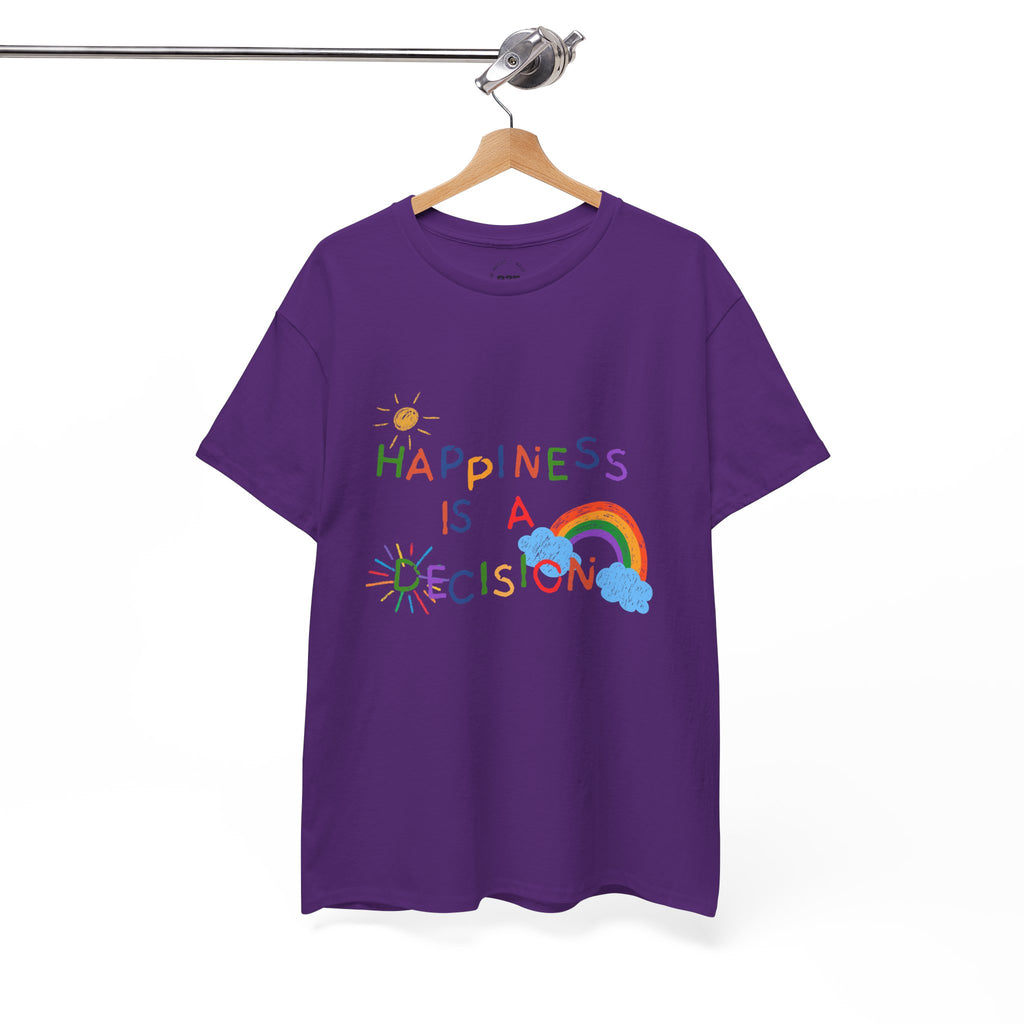 Happiness Is A Decision T-Shirt | Rainbow Handdrawn Positive Quote Tee
