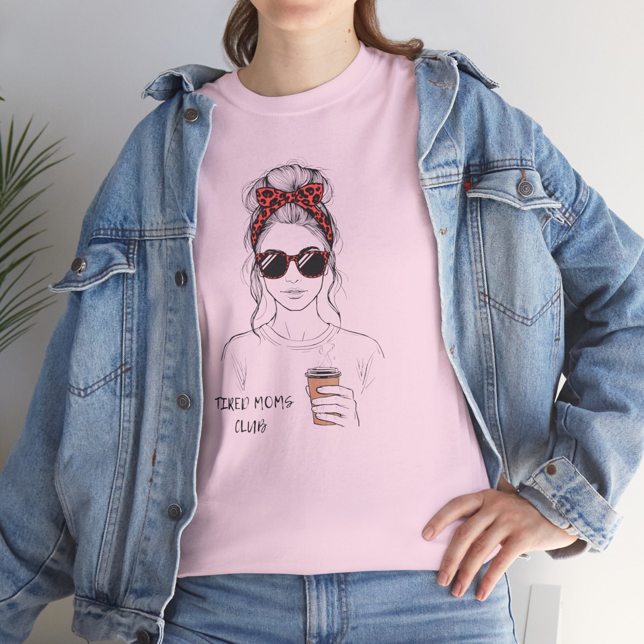 Tired MOM T-Shirt | Mom Hair Bandana Sunglasses Coffee Tee