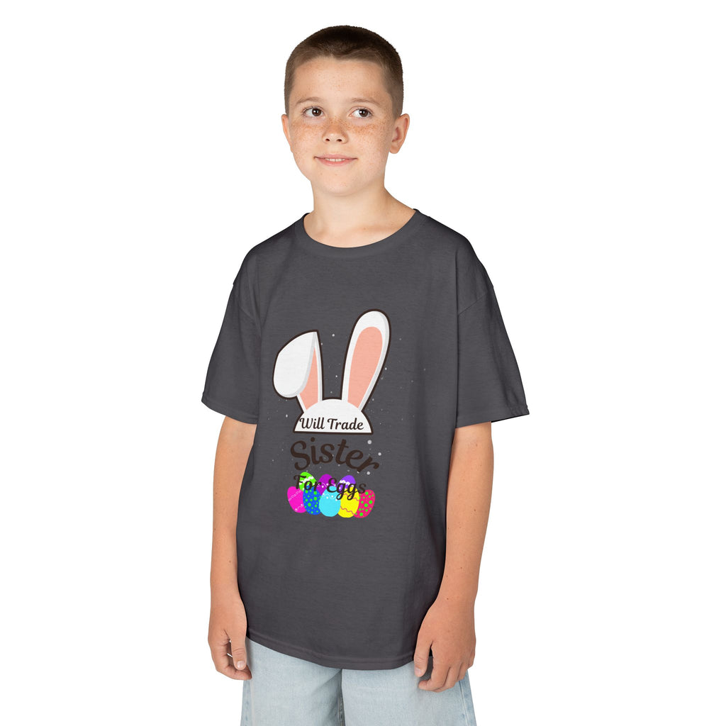 Bunny Ears Sister Kids Tee | Easter bunny, colorful eggs, sibling shirt