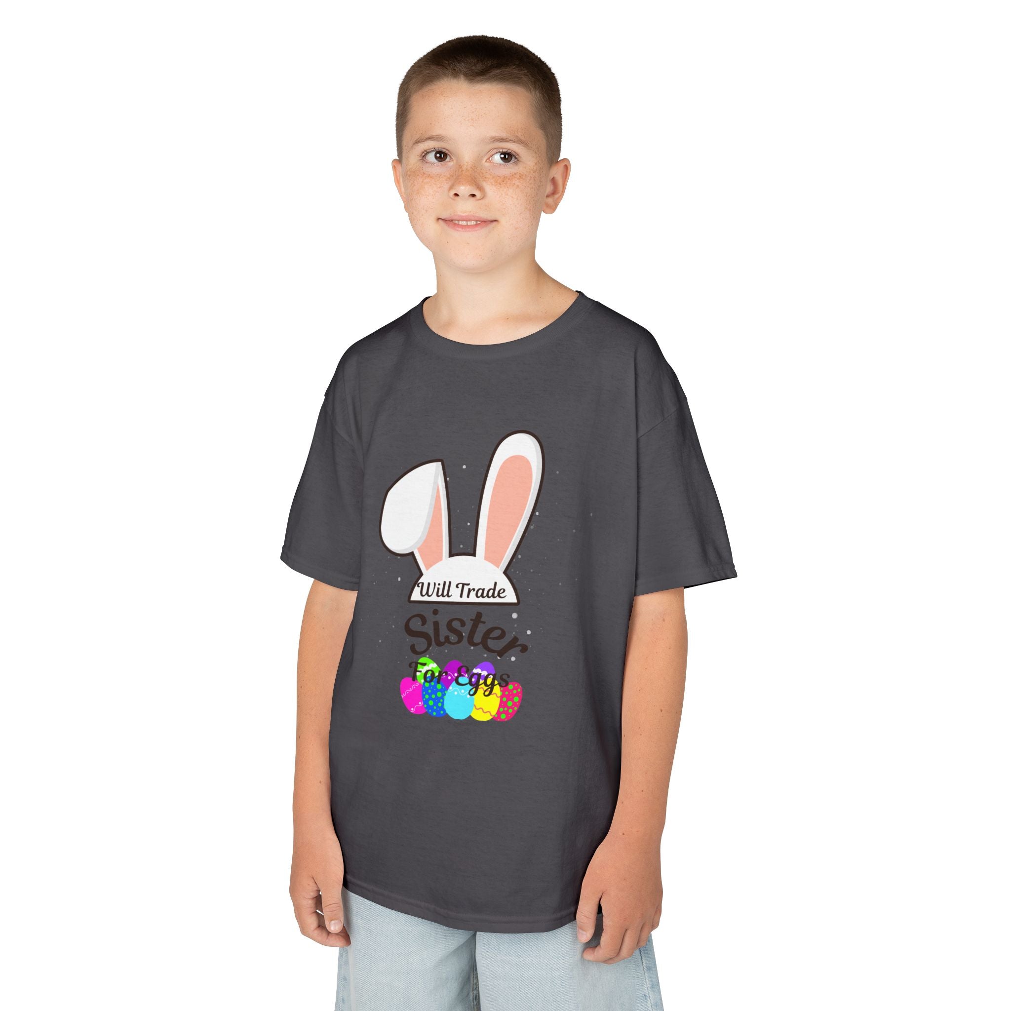 Bunny Ears Sister Kids Tee | Easter bunny, colorful eggs, sibling shirt