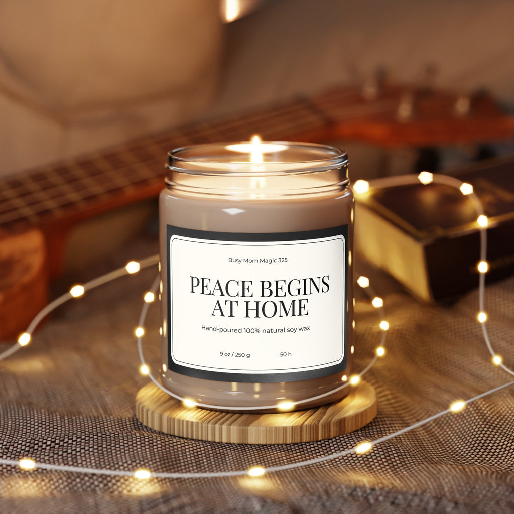 Soy Candle — "Peace Begins At Home" 9oz Scented Jar
