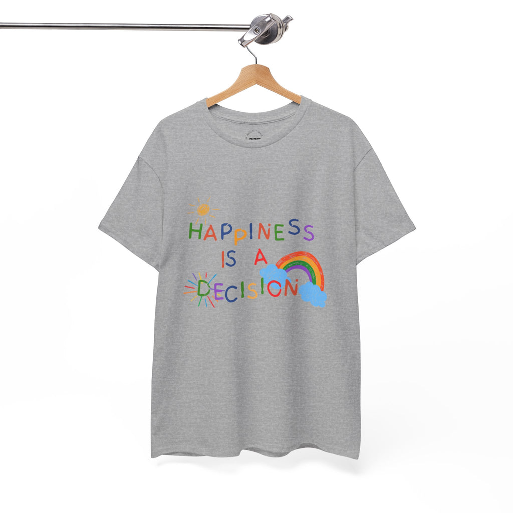 Happiness Is A Decision T-Shirt | Rainbow Handdrawn Positive Quote Tee