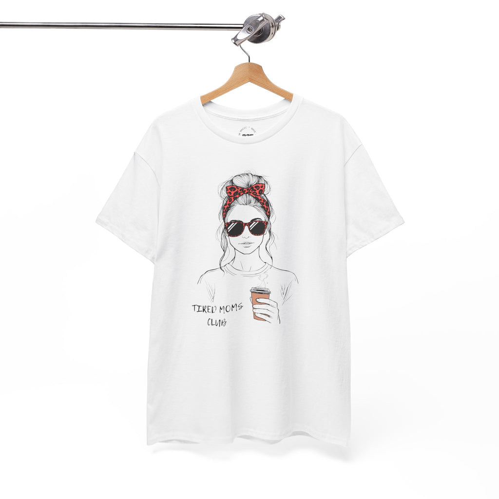 Tired MOM T-Shirt | Mom Hair Bandana Sunglasses Coffee Tee