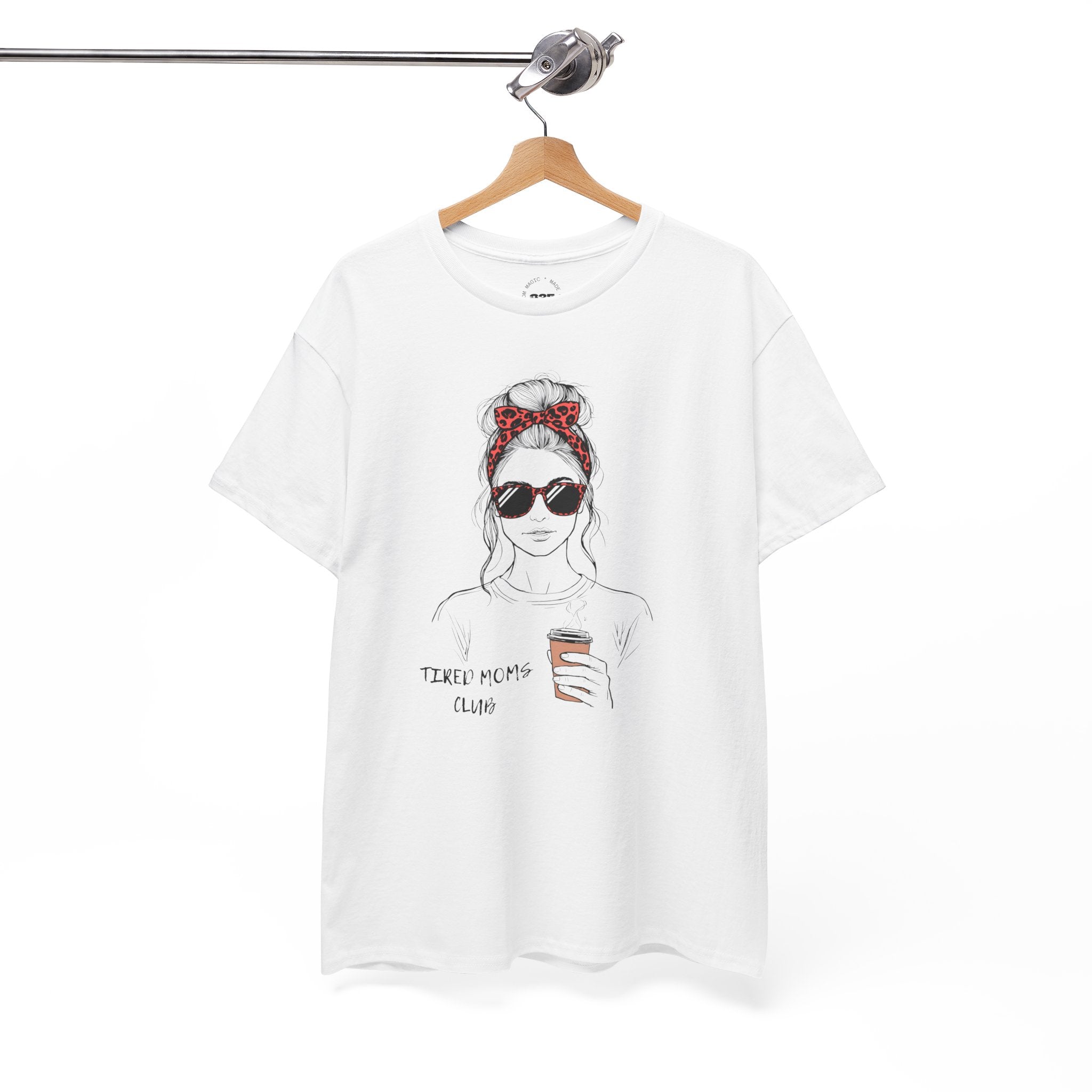 Tired MOM T-Shirt | Mom Hair Bandana Sunglasses Coffee Tee