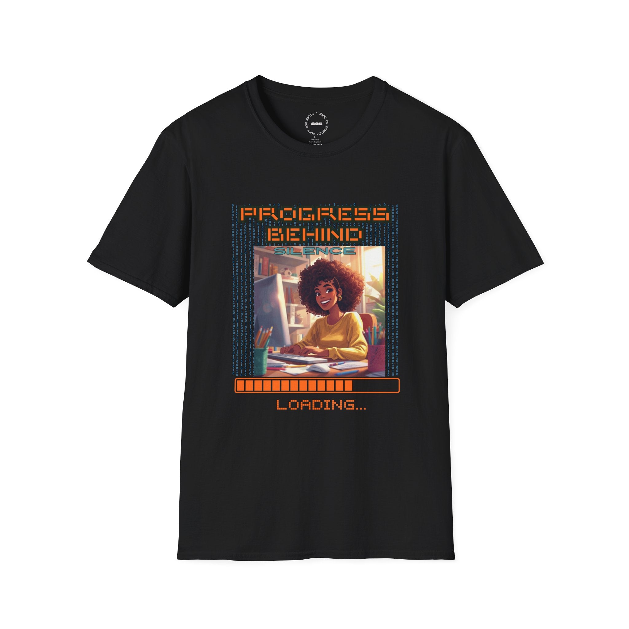 Progress Behind Loading T-Shirt | Retro Gamer Study Girl, Digital Progress Bar Tee