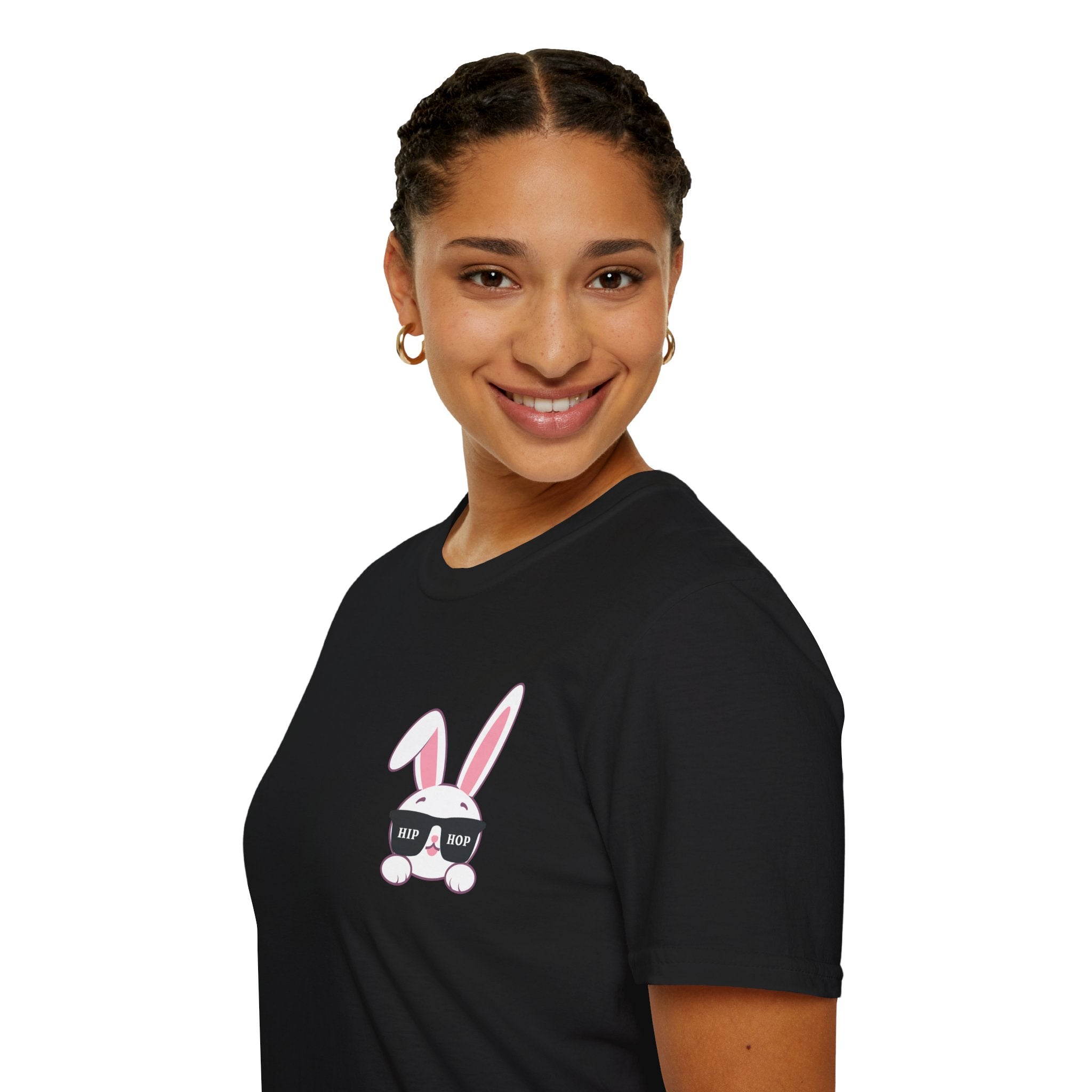 Cool Bunny Sunglasses T-Shirt — Cute Rabbit Pocket Graphic Tee for Easter & Everyday