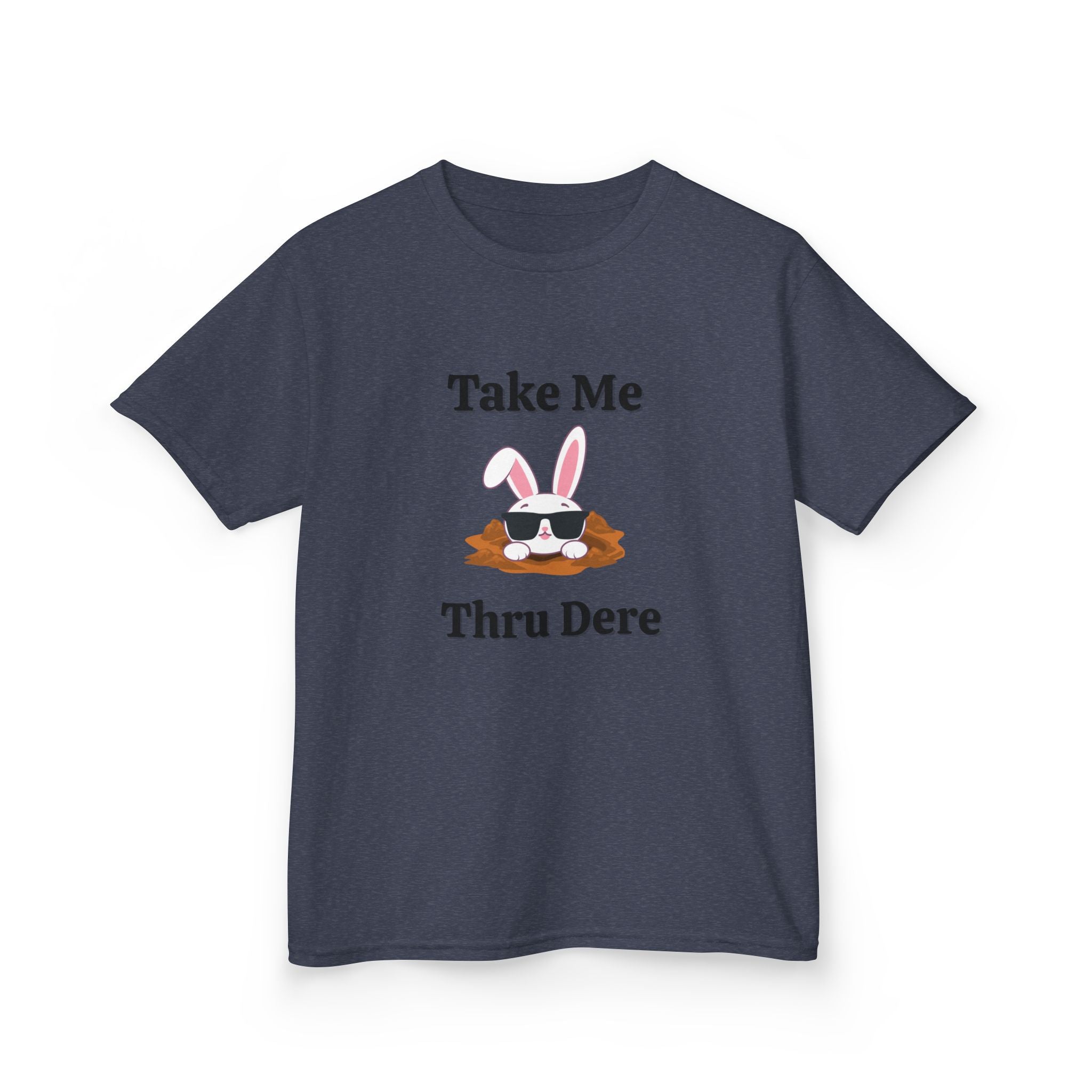 Kids Tee — "Take Me Thru Dere" Bunny Sunglasses Graphic