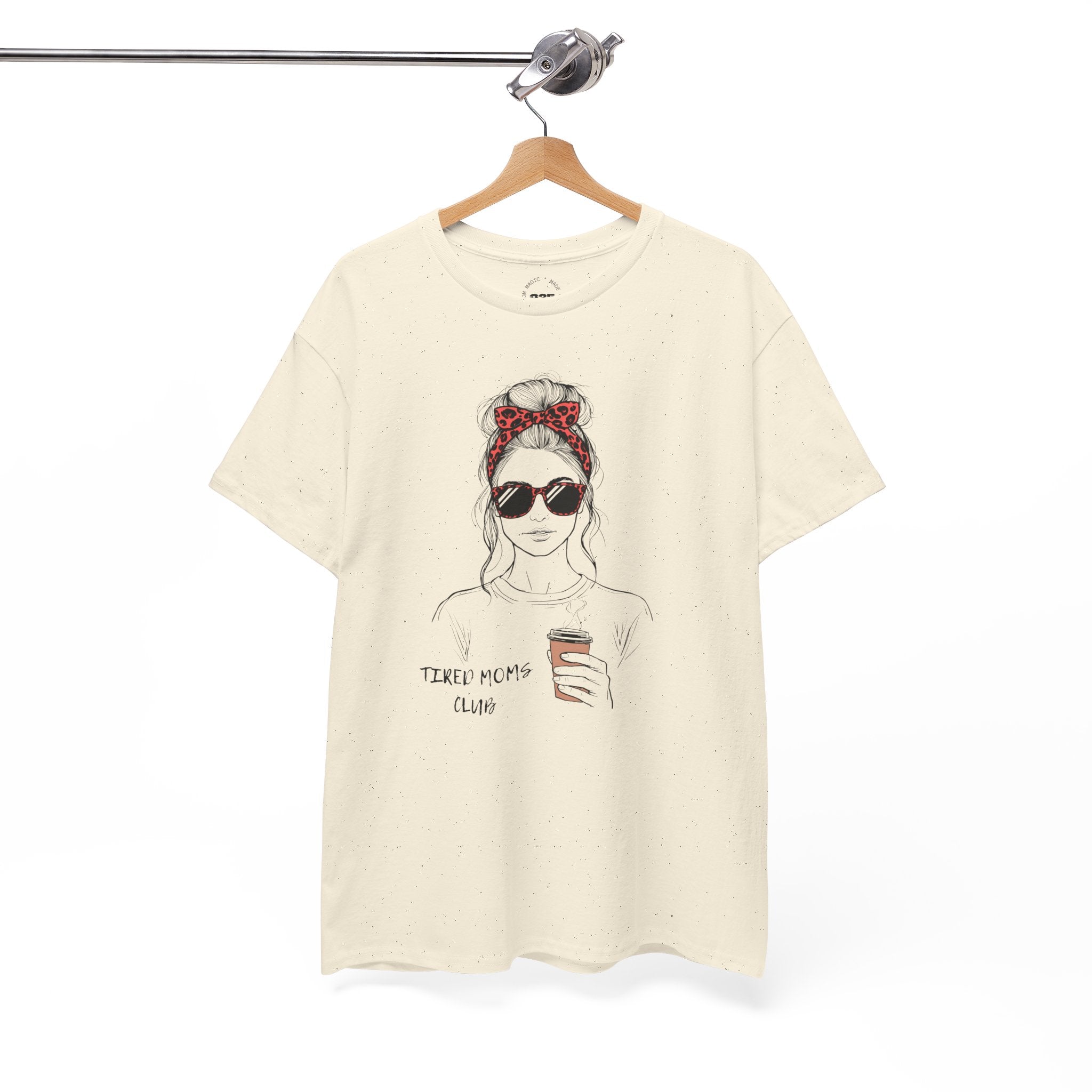 Tired MOM T-Shirt | Mom Hair Bandana Sunglasses Coffee Tee
