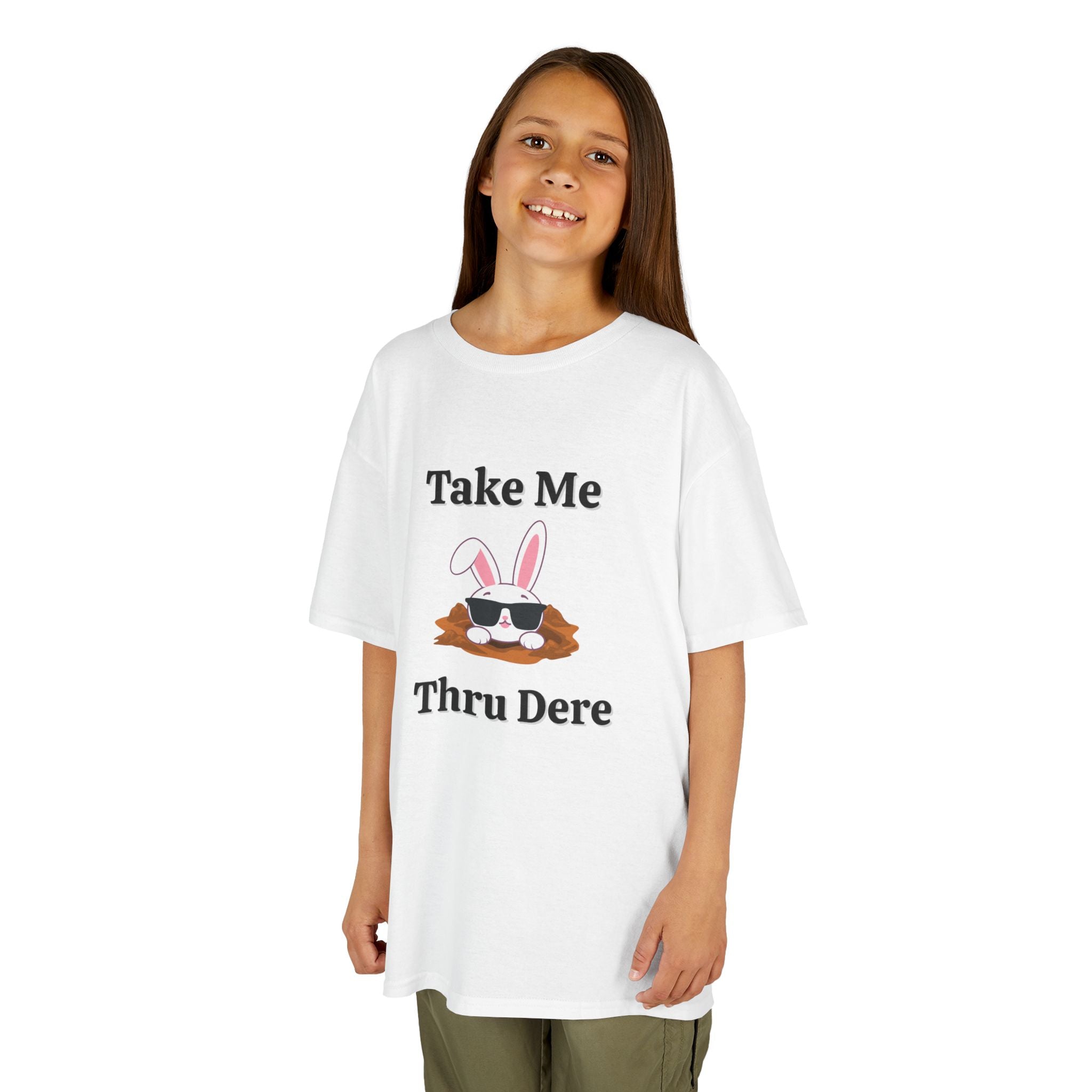 Kids Tee — "Take Me Thru Dere" Bunny Sunglasses Graphic
