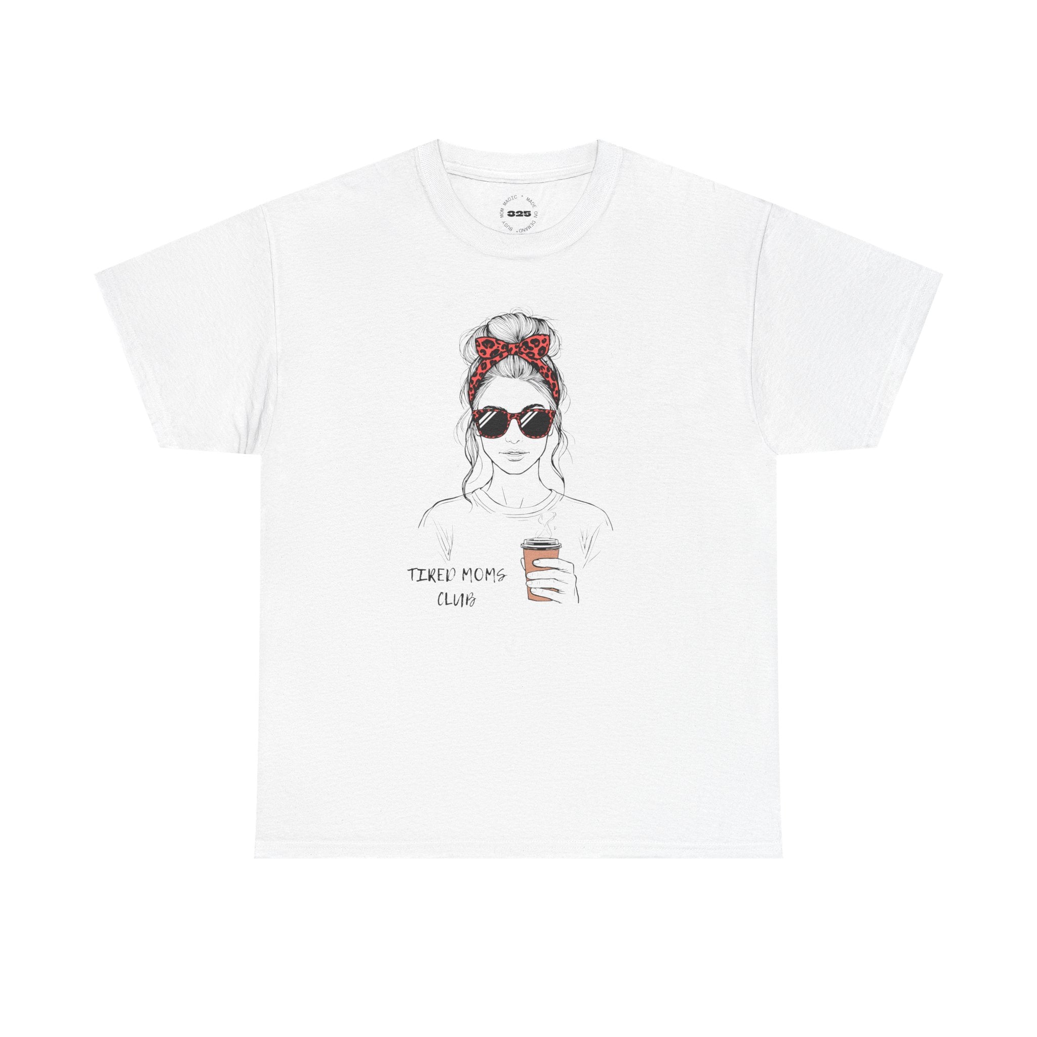 Tired MOM T-Shirt | Mom Hair Bandana Sunglasses Coffee Tee