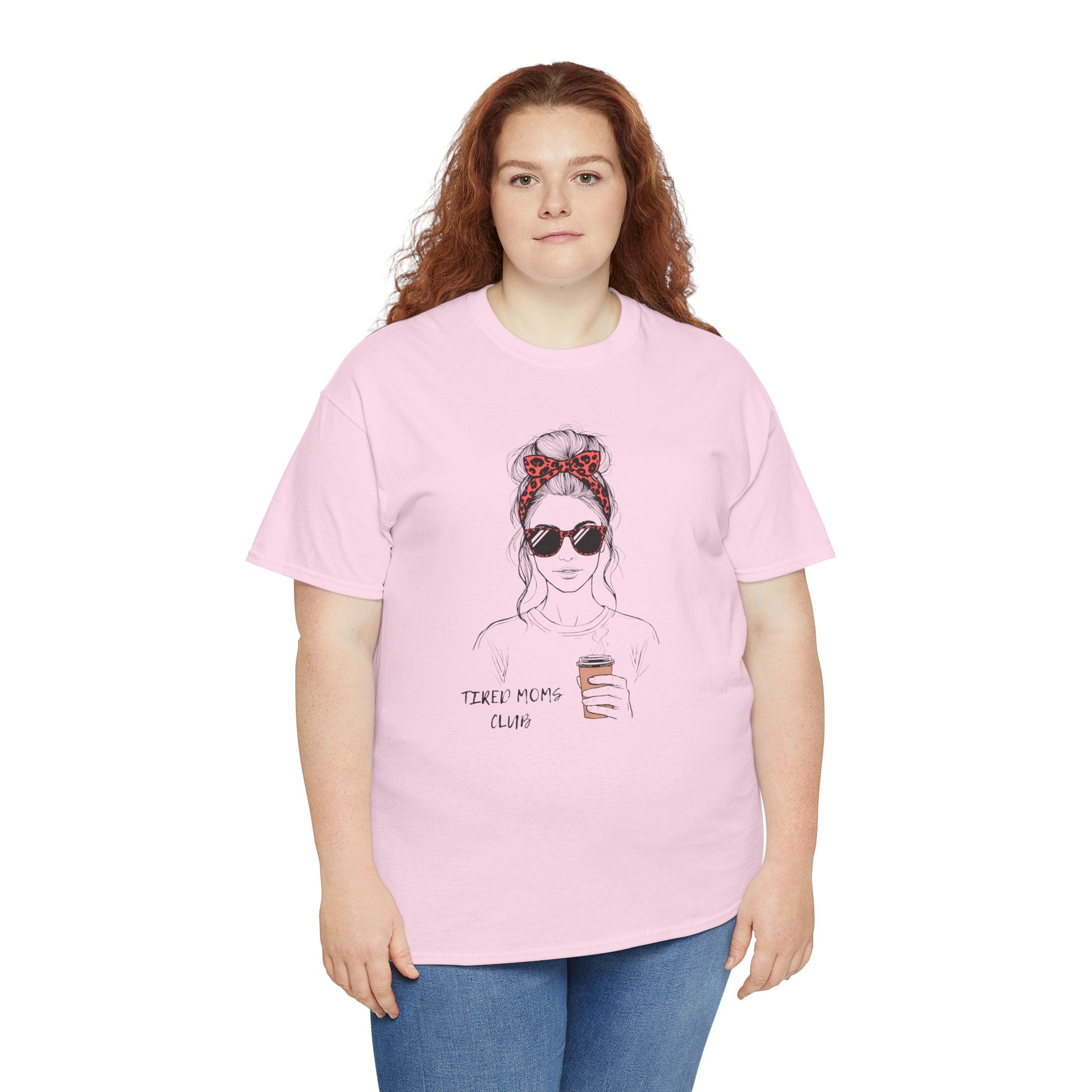 Tired MOM T-Shirt | Mom Hair Bandana Sunglasses Coffee Tee
