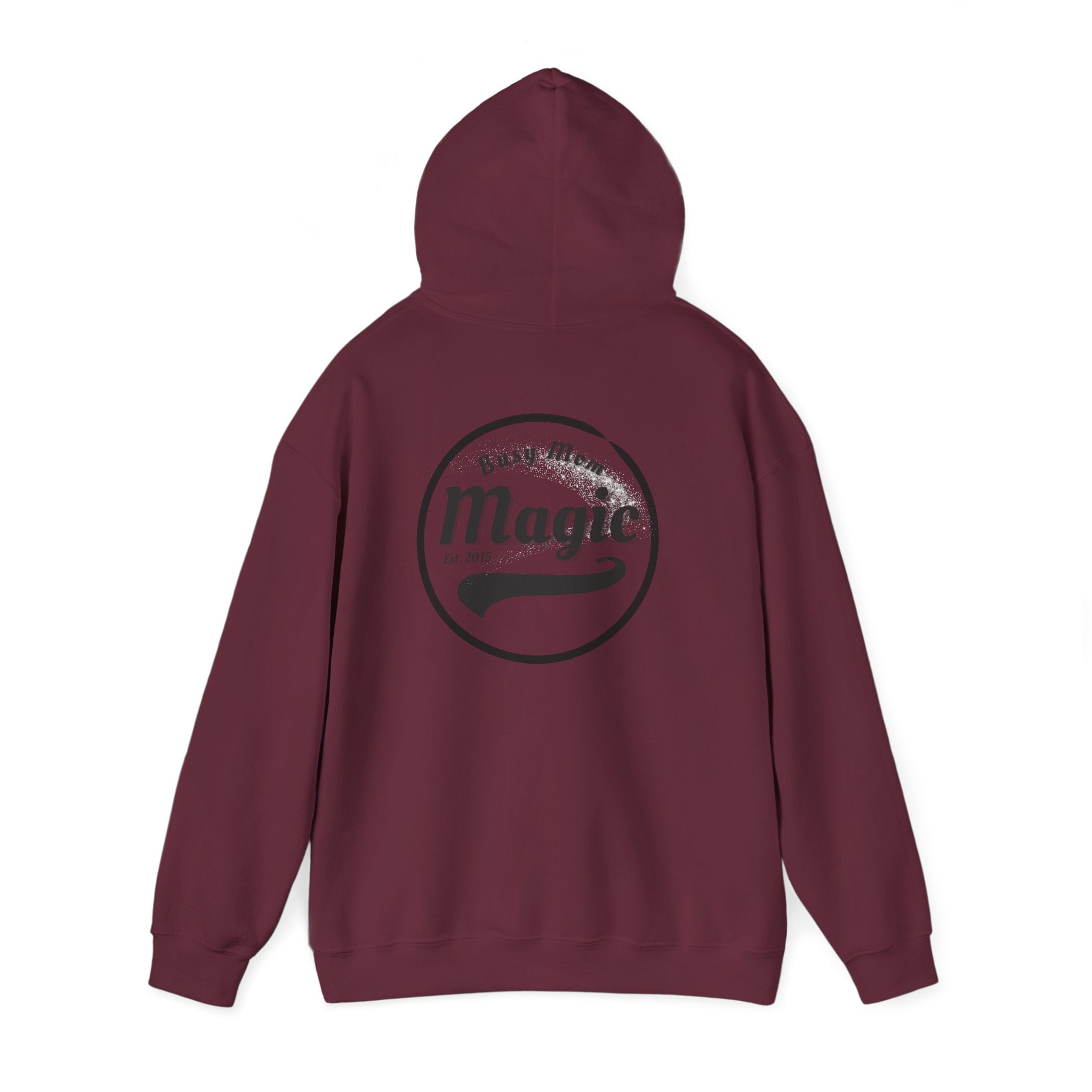 Magic Logo Hoodie | Vintage Circle Badge, 'Busy Mom' Script