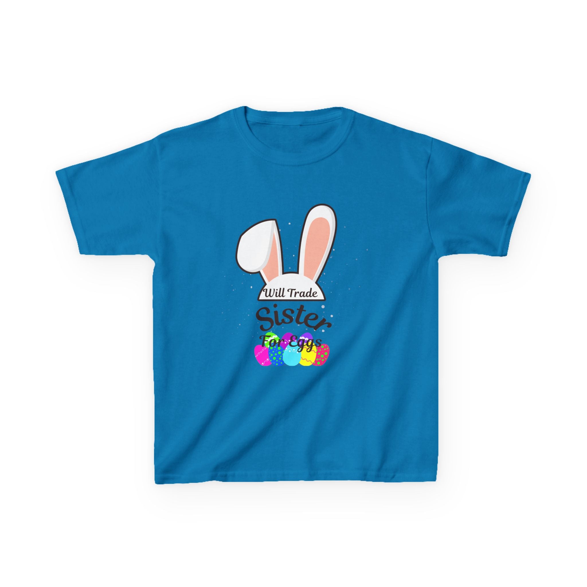 Bunny Ears Sister Kids Tee | Easter bunny, colorful eggs, sibling shirt