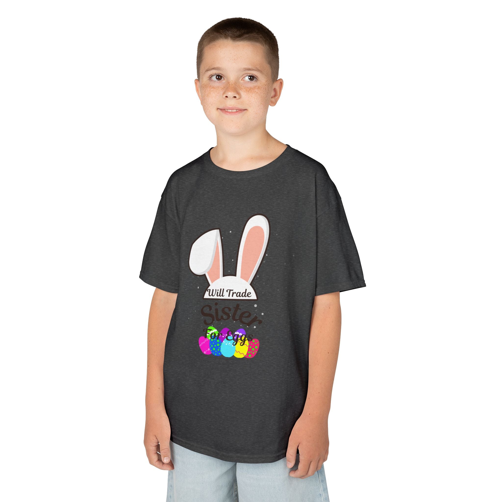 Bunny Ears Sister Kids Tee | Easter bunny, colorful eggs, sibling shirt