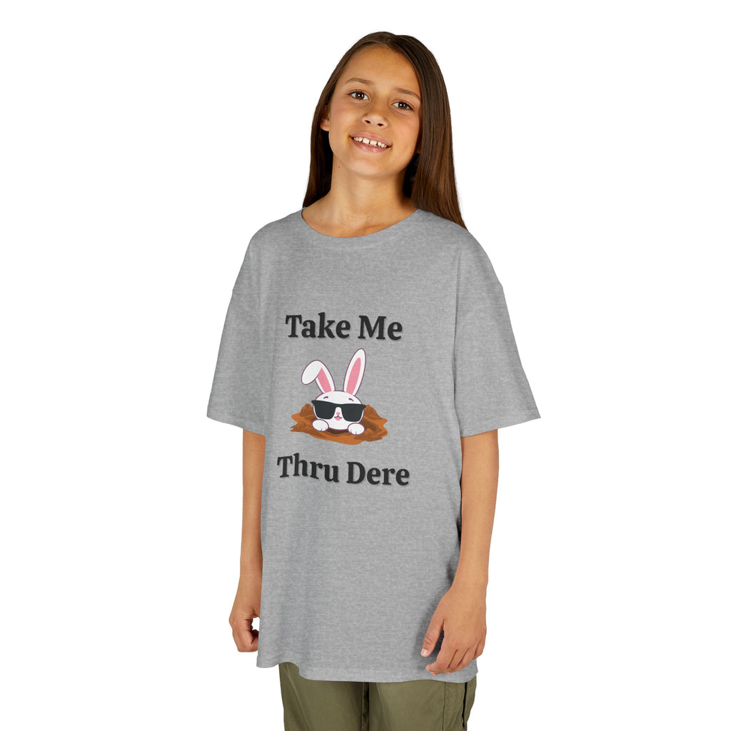Kids Tee — "Take Me Thru Dere" Bunny Sunglasses Graphic