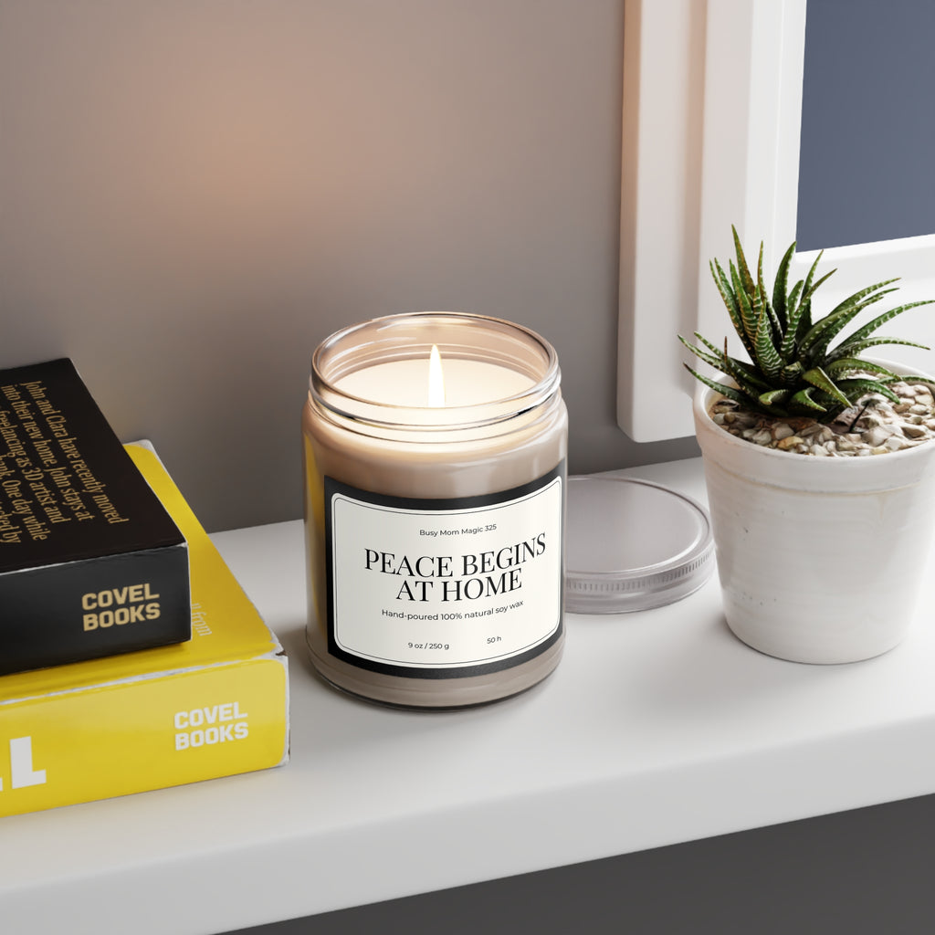 Soy Candle — "Peace Begins At Home" 9oz Scented Jar