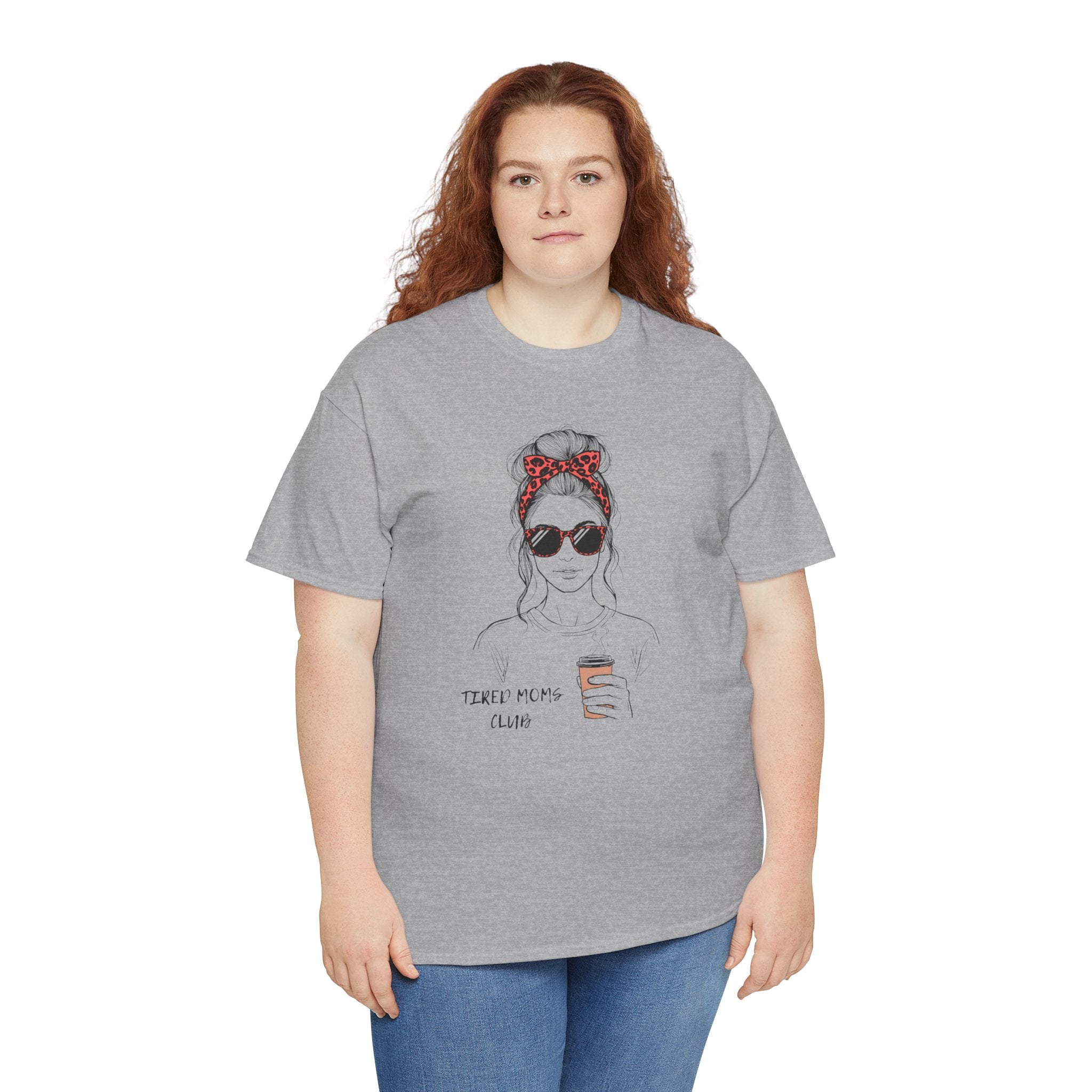 Tired MOM T-Shirt | Mom Hair Bandana Sunglasses Coffee Tee