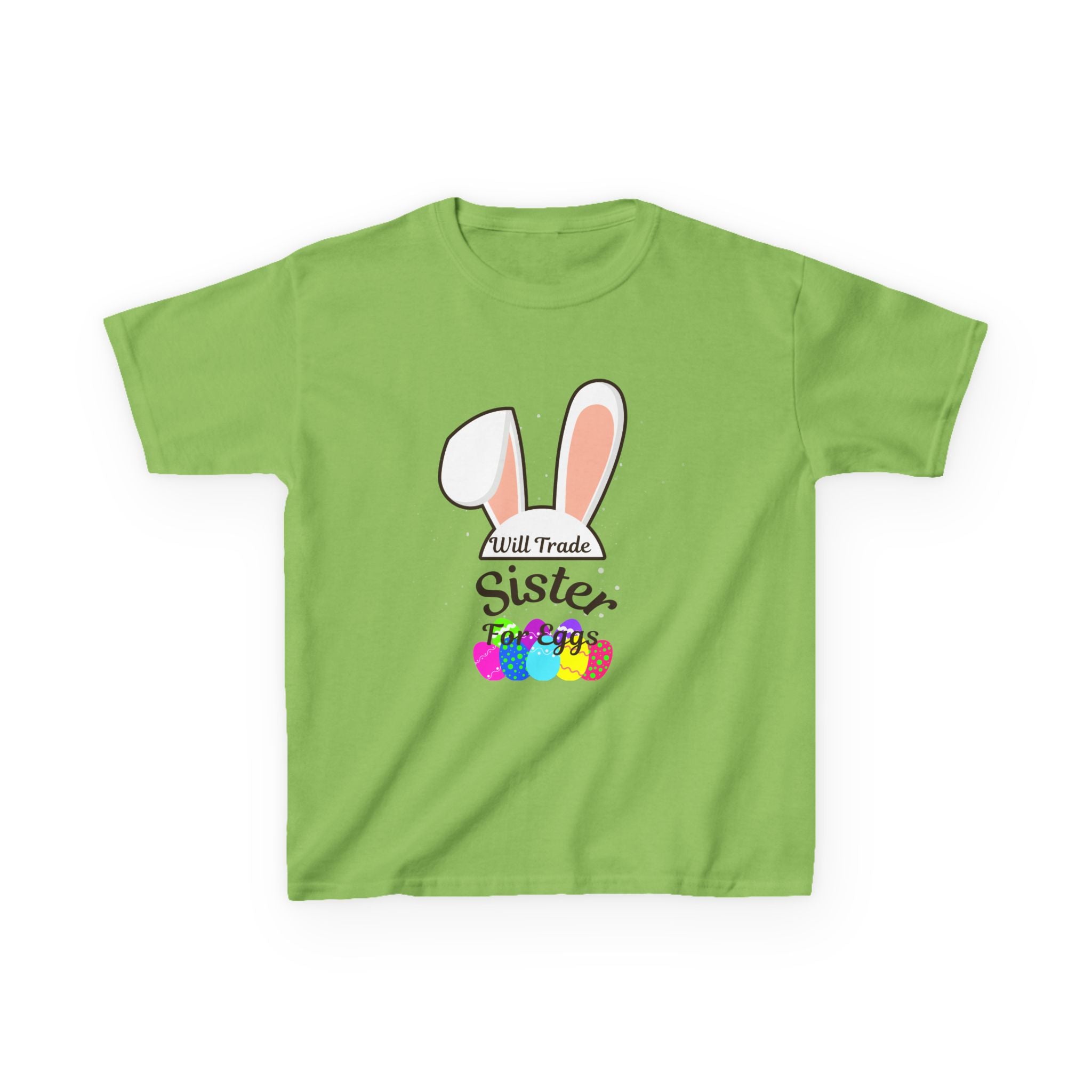Bunny Ears Sister Kids Tee | Easter bunny, colorful eggs, sibling shirt