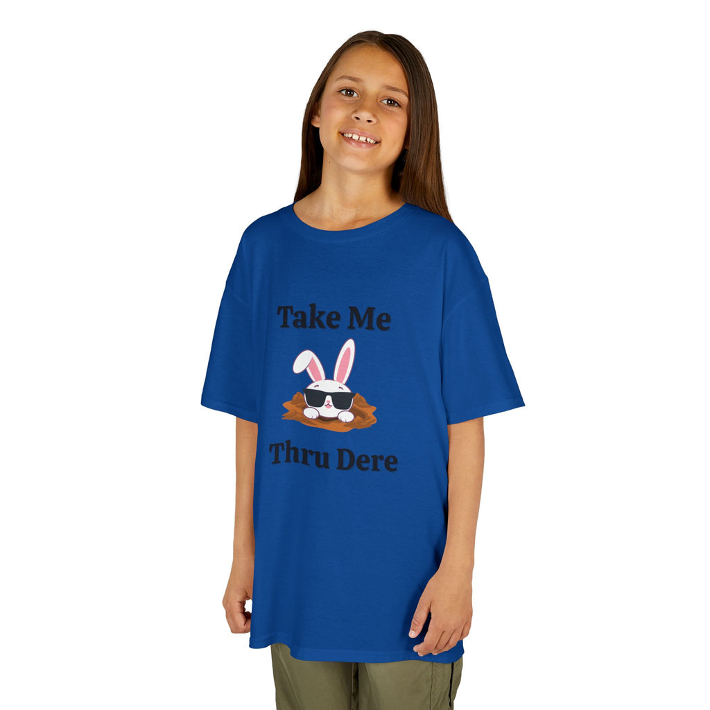 Kids Tee — "Take Me Thru Dere" Bunny Sunglasses Graphic