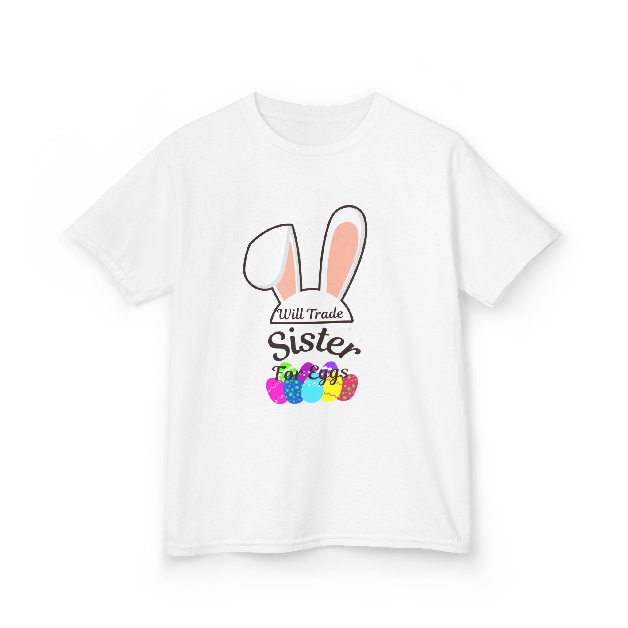 Bunny Ears Sister Kids Tee | Easter bunny, colorful eggs, sibling shirt