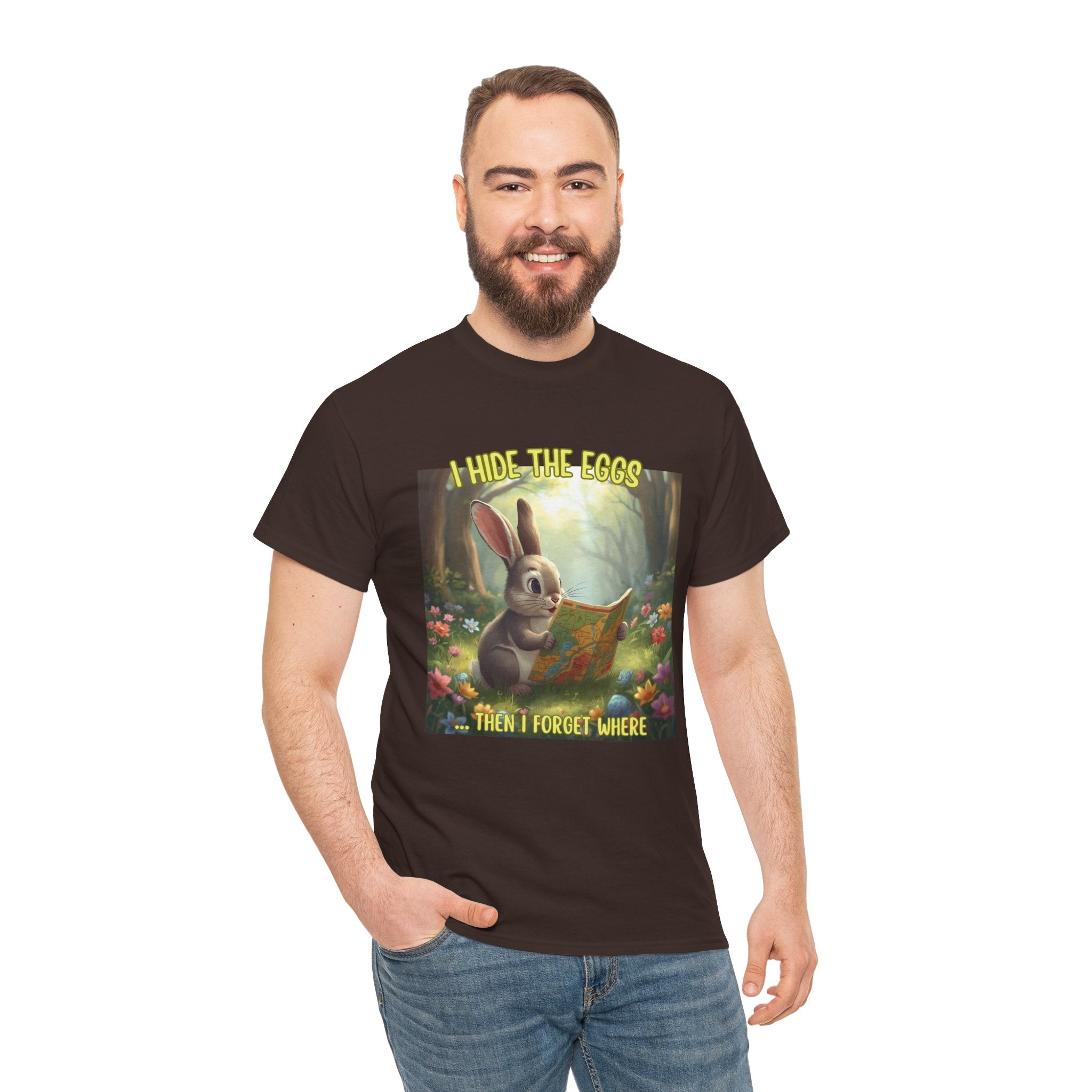 Easter Bunny T‑Shirt – "I Hide The Eggs Then I Forget Where" Cute Woodland Rabbit Tee