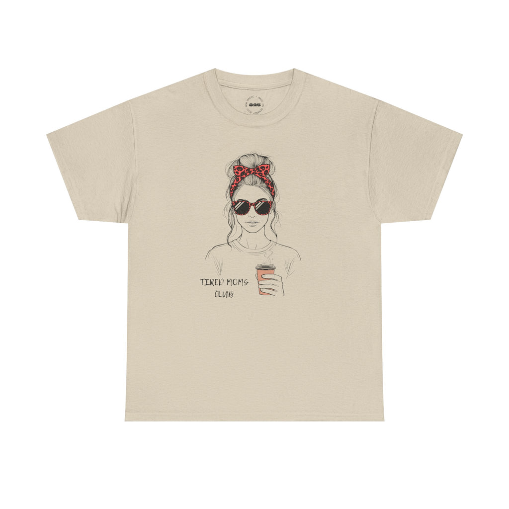Tired MOM T-Shirt | Mom Hair Bandana Sunglasses Coffee Tee