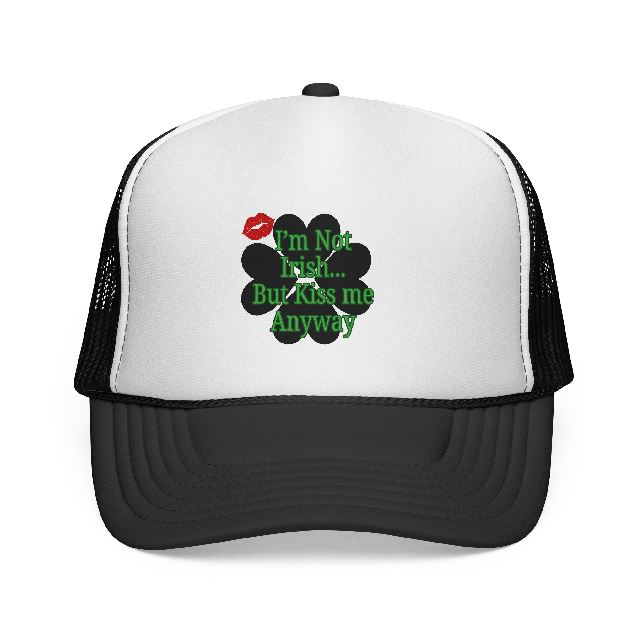 Trucker Cap — “I’m Not Irish… But Kiss Me Anyway” Shamrock St. Patrick’s Hat