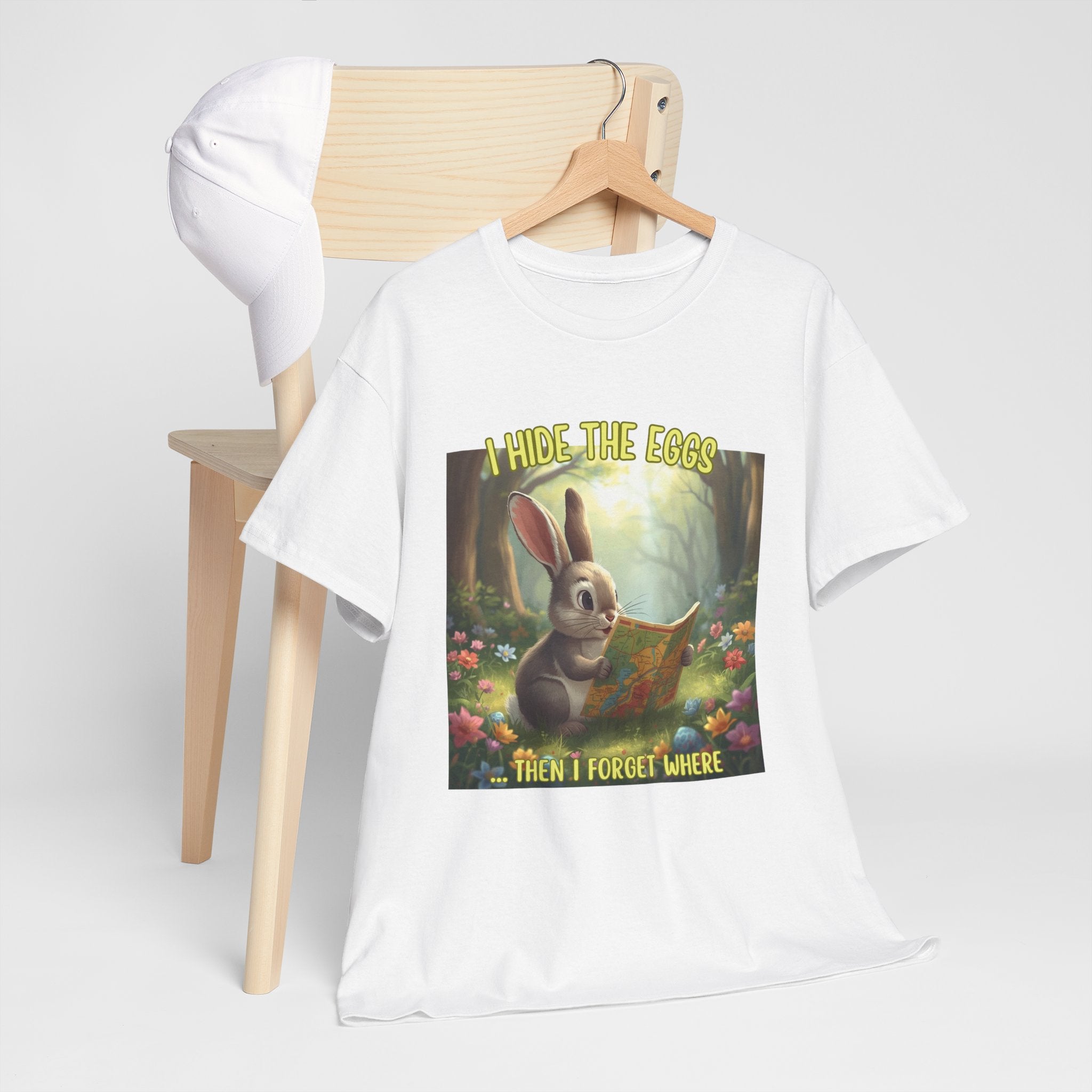 Easter Bunny T‑Shirt – "I Hide The Eggs Then I Forget Where" Cute Woodland Rabbit Tee