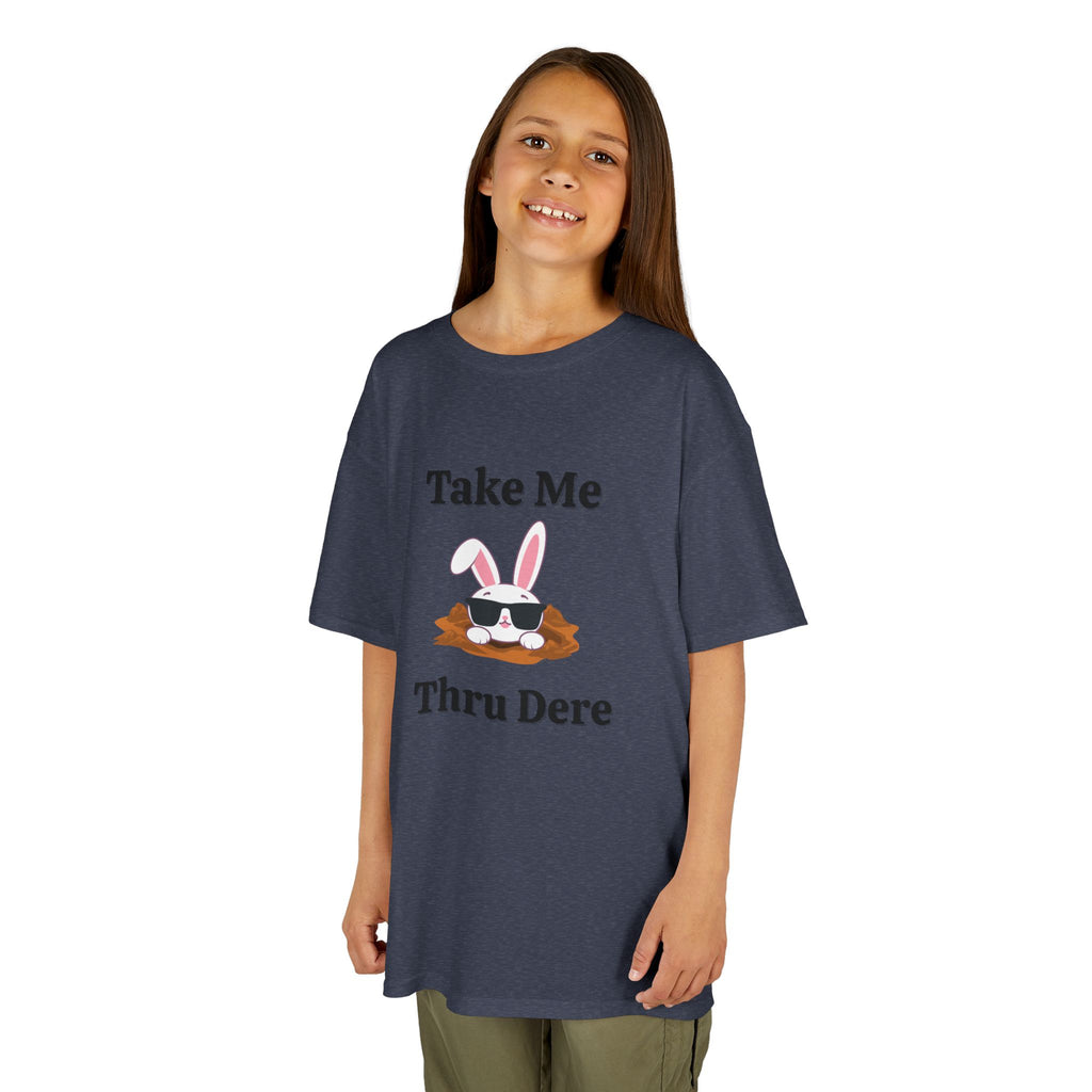 Kids Tee — "Take Me Thru Dere" Bunny Sunglasses Graphic