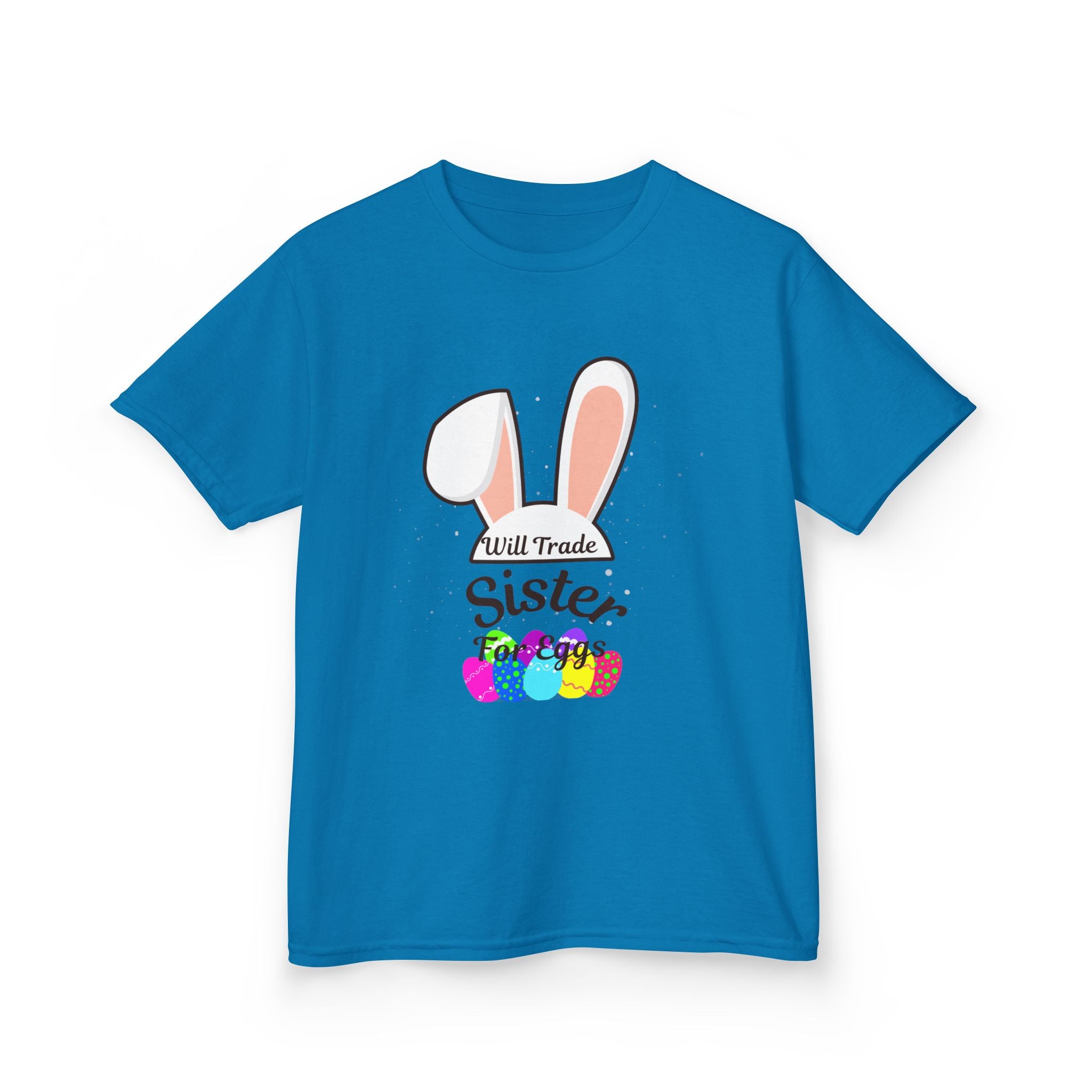 Bunny Ears Sister Kids Tee | Easter bunny, colorful eggs, sibling shirt