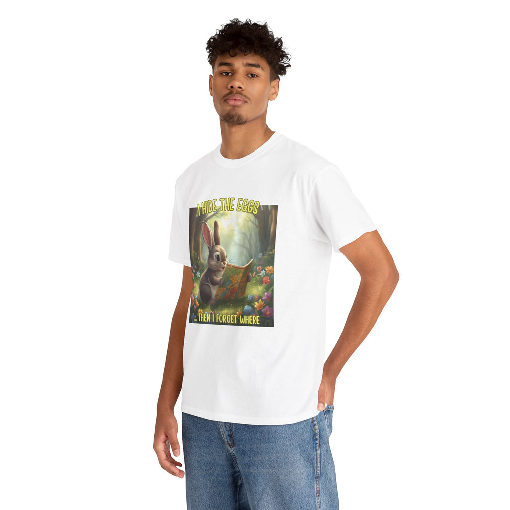 Easter Bunny T‑Shirt – "I Hide The Eggs Then I Forget Where" Cute Woodland Rabbit Tee