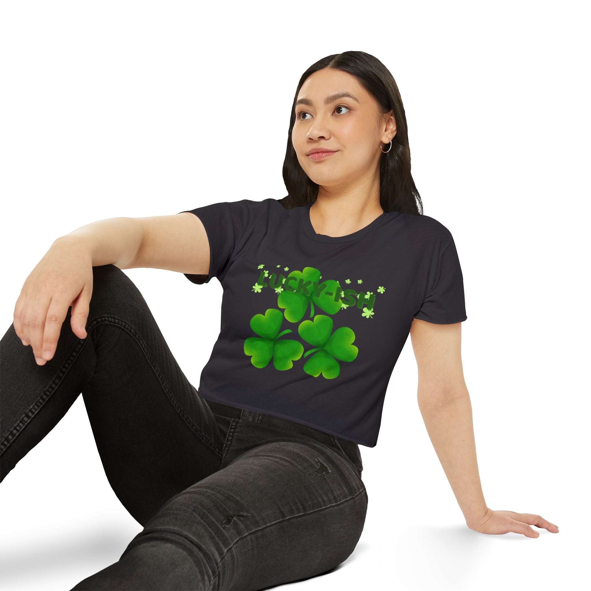 Lucky-ish Clover Crop Top — Women's St. Patrick's Day Festival Tee