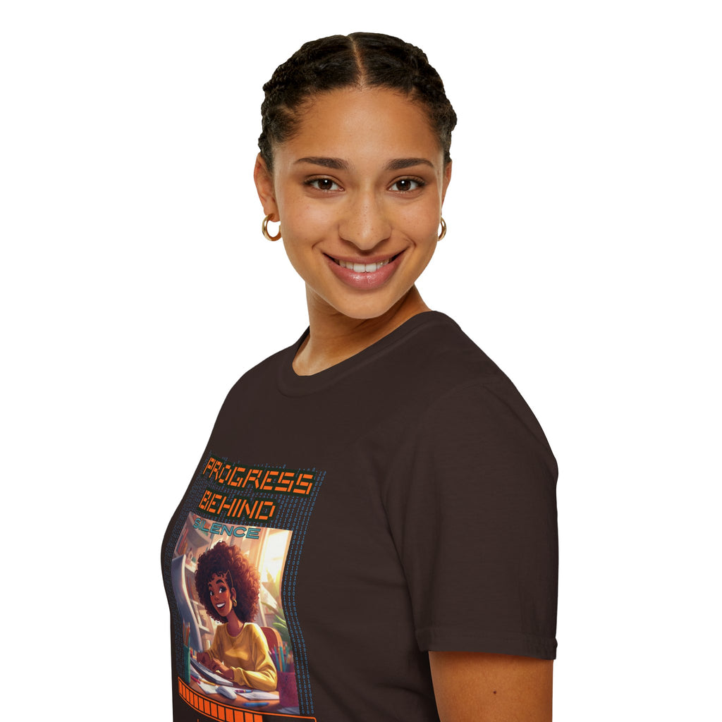 Progress Behind Loading T-Shirt | Retro Gamer Study Girl, Digital Progress Bar Tee