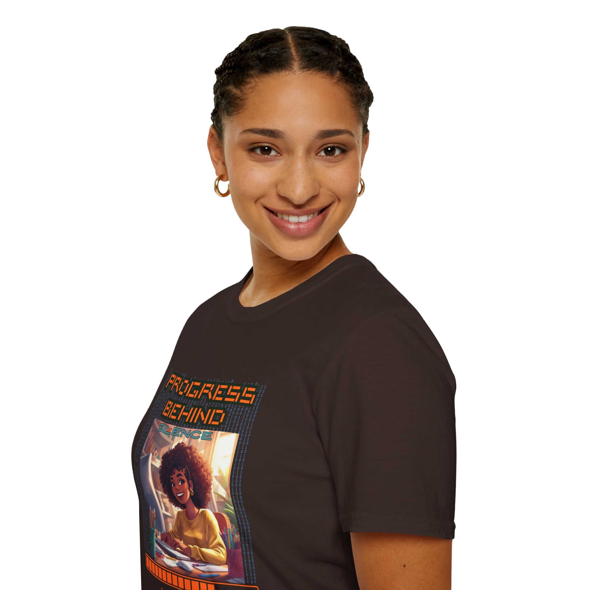 Progress Behind Loading T-Shirt | Retro Gamer Study Girl, Digital Progress Bar Tee