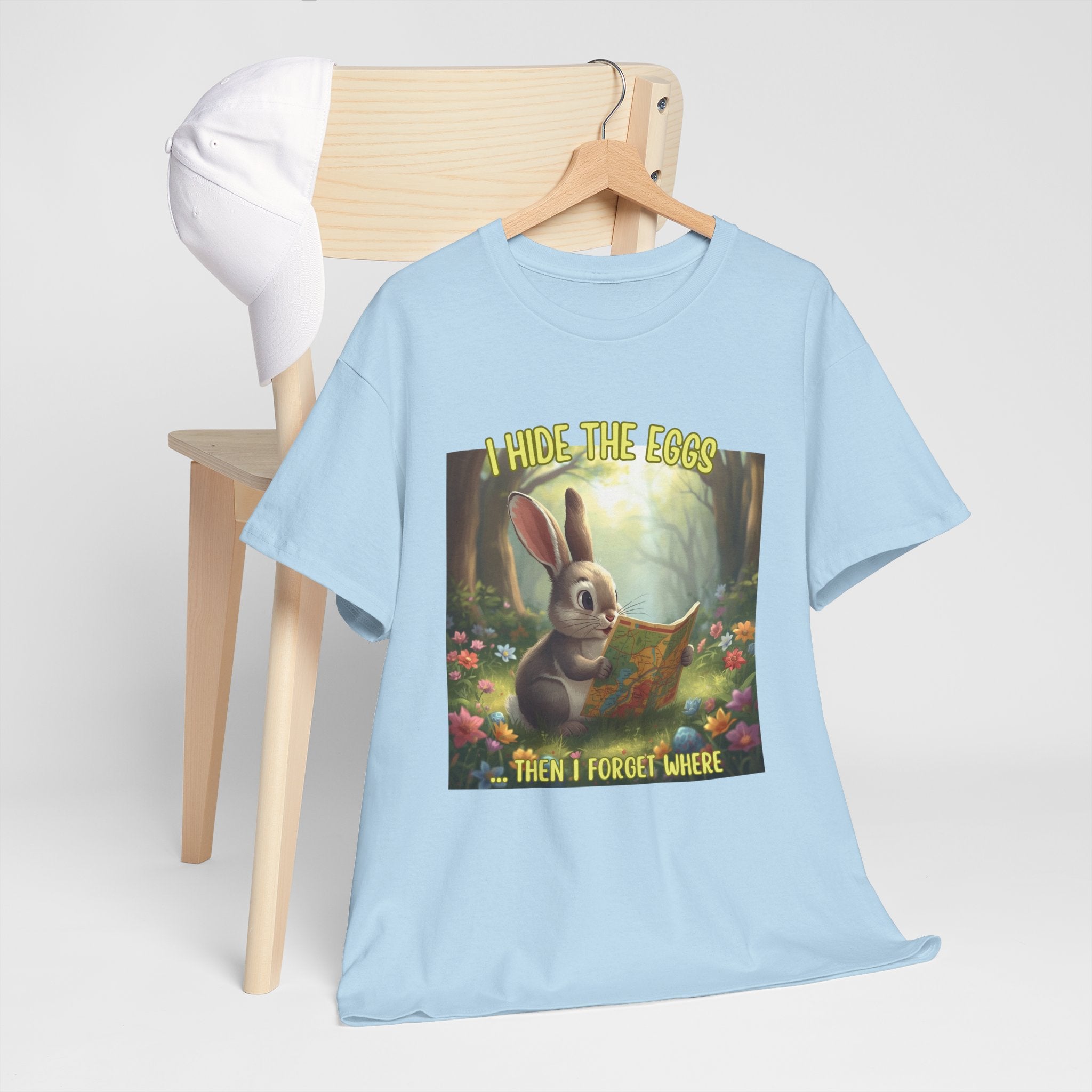 Easter Bunny T‑Shirt – "I Hide The Eggs Then I Forget Where" Cute Woodland Rabbit Tee