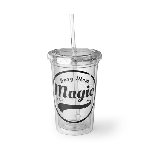 Busy Mom Magic Acrylic Tumbler – Clear Travel Cup with Straw