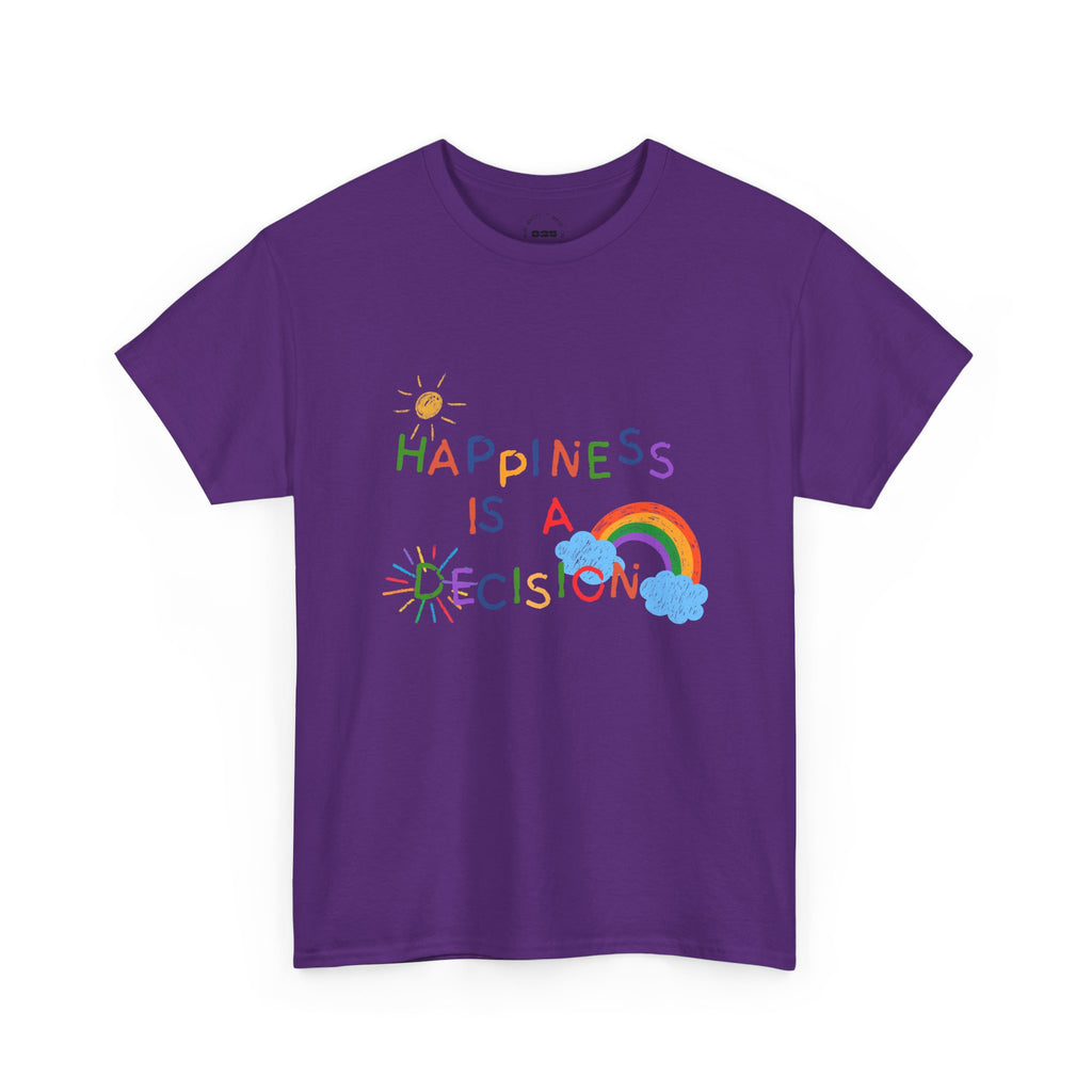 Happiness Is A Decision T-Shirt | Rainbow Handdrawn Positive Quote Tee