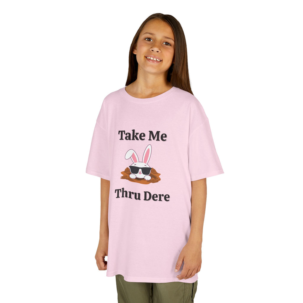 Kids Tee — "Take Me Thru Dere" Bunny Sunglasses Graphic