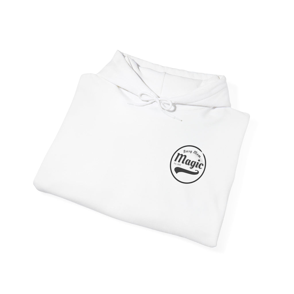 Magic Logo Hoodie | Vintage Circle Badge, 'Busy Mom' Script