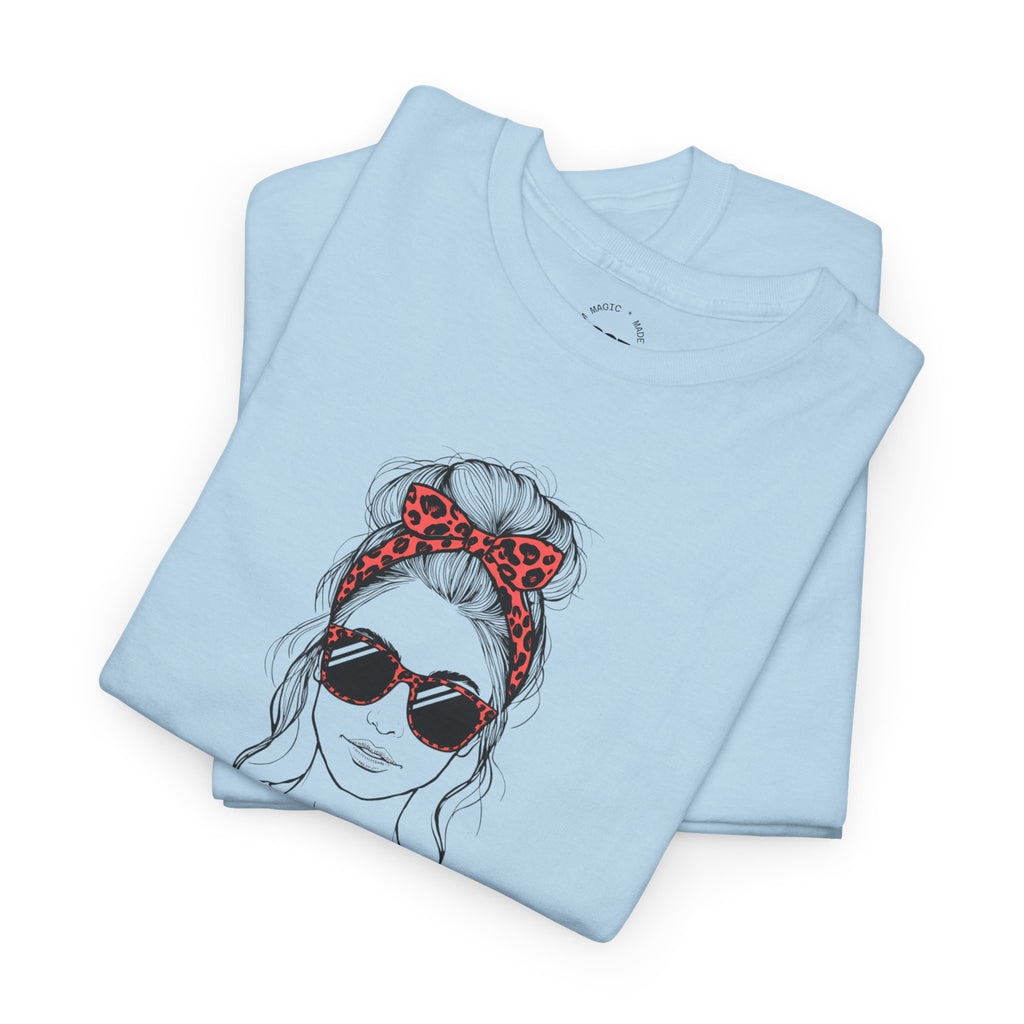 Tired MOM T-Shirt | Mom Hair Bandana Sunglasses Coffee Tee