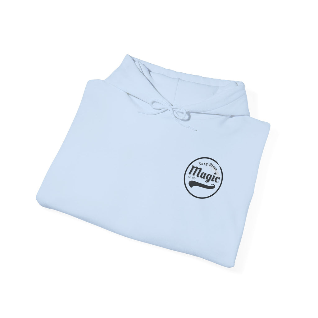 Magic Logo Hoodie | Vintage Circle Badge, 'Busy Mom' Script