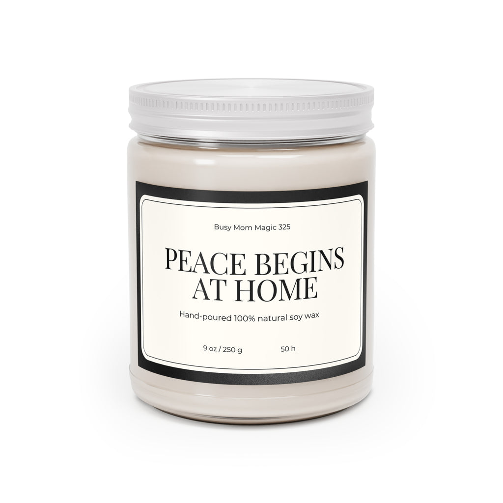 Soy Candle — "Peace Begins At Home" 9oz Scented Jar