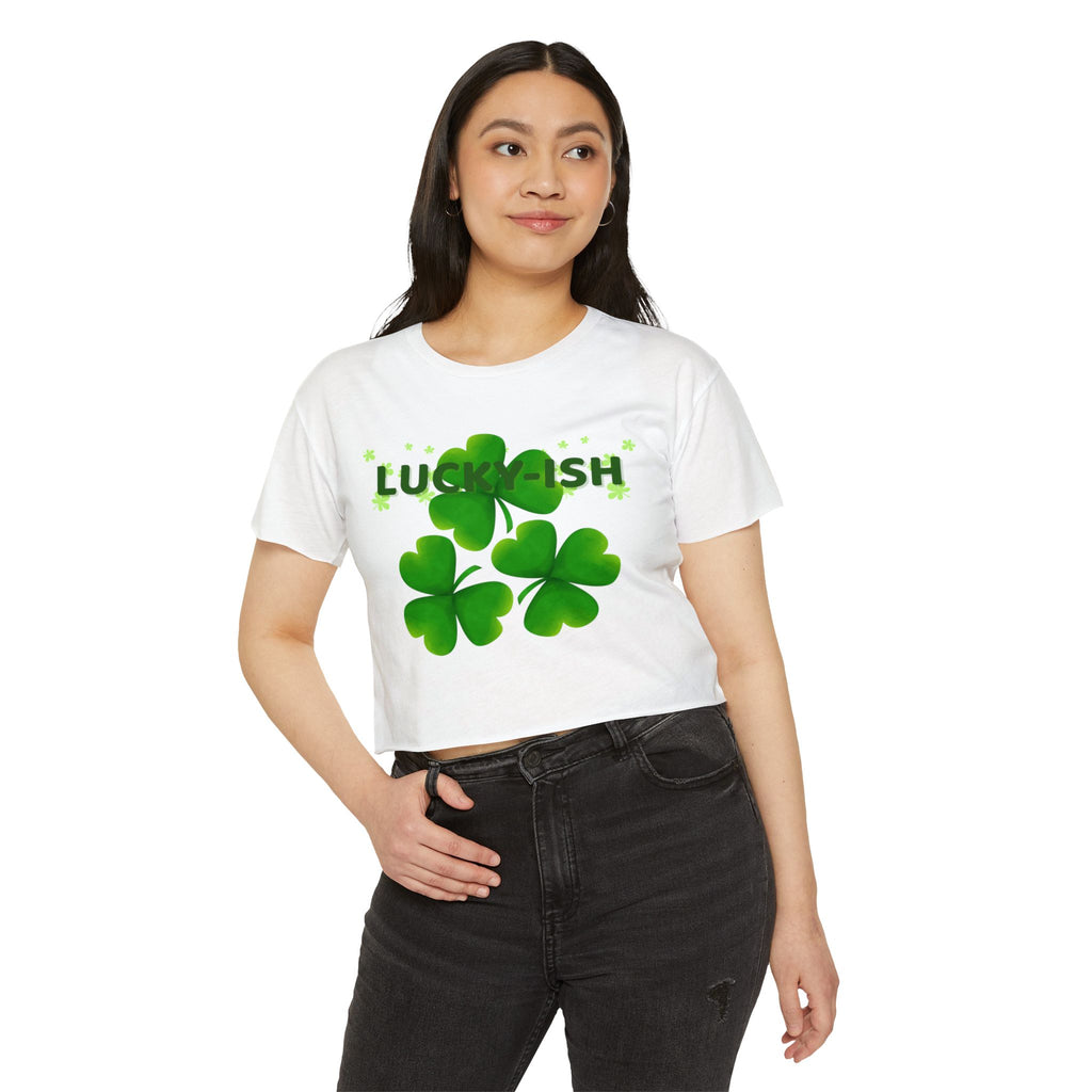 Lucky-ish Clover Crop Top — Women's St. Patrick's Day Festival Tee