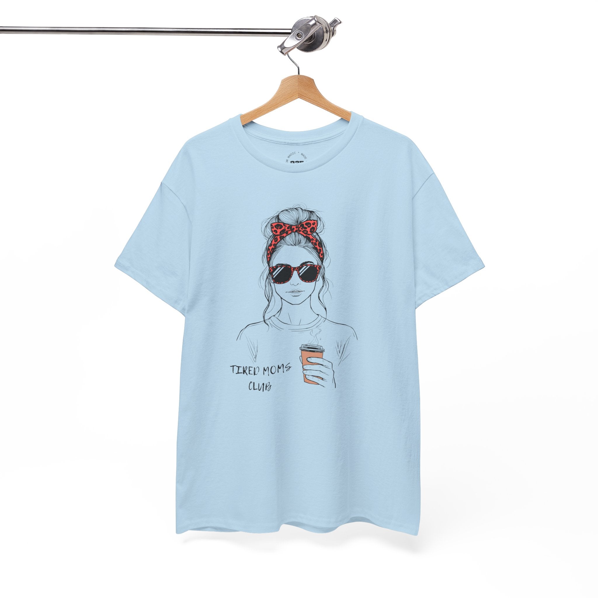 Tired MOM T-Shirt | Mom Hair Bandana Sunglasses Coffee Tee