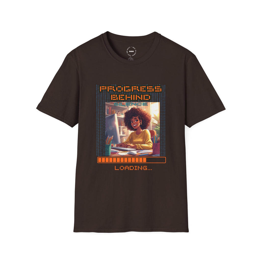 Progress Behind Loading T-Shirt | Retro Gamer Study Girl, Digital Progress Bar Tee