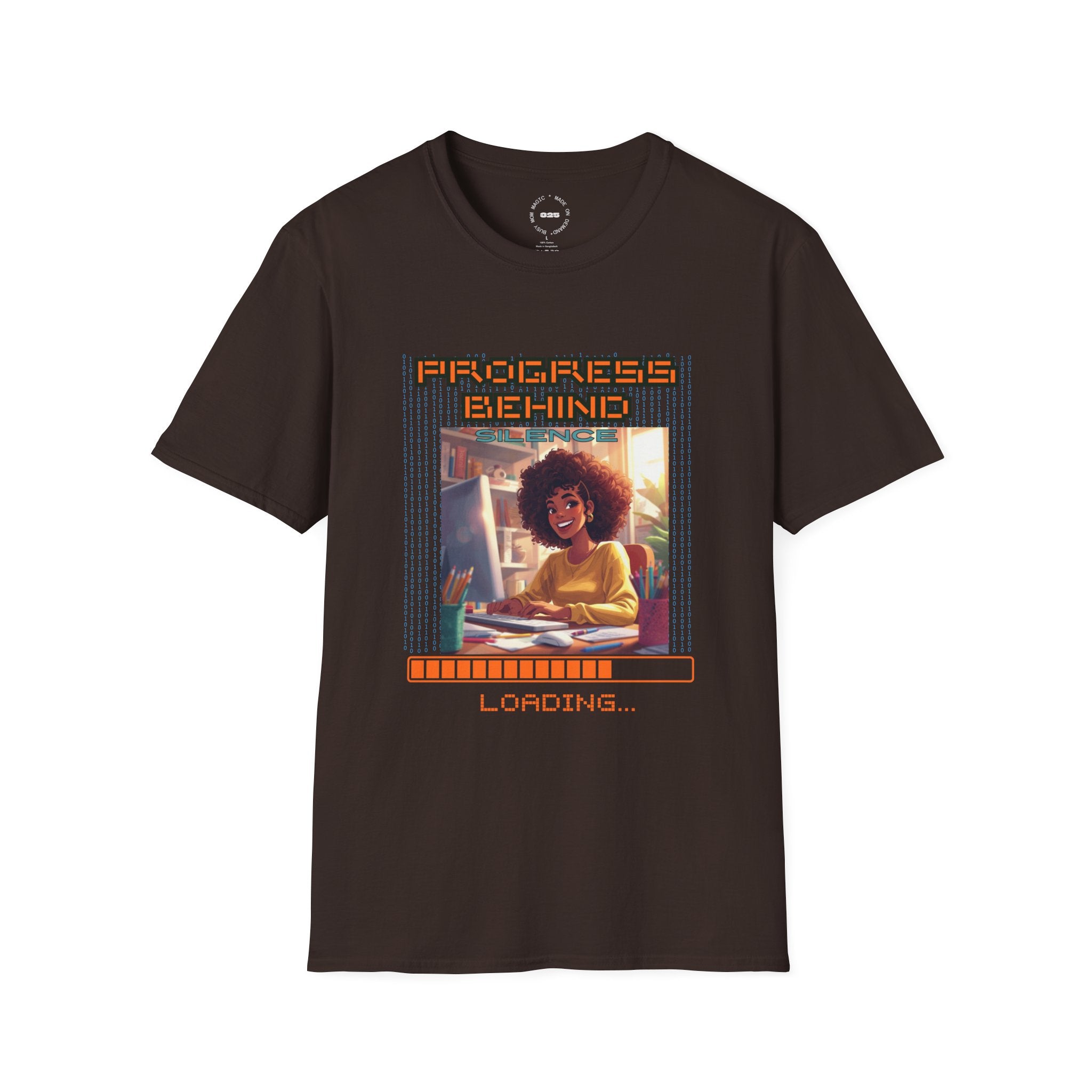 Progress Behind Loading T-Shirt | Retro Gamer Study Girl, Digital Progress Bar Tee