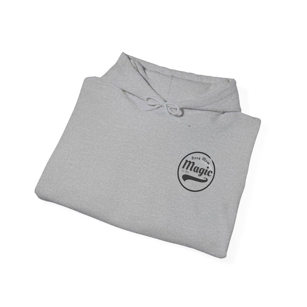 Magic Logo Hoodie | Vintage Circle Badge, 'Busy Mom' Script