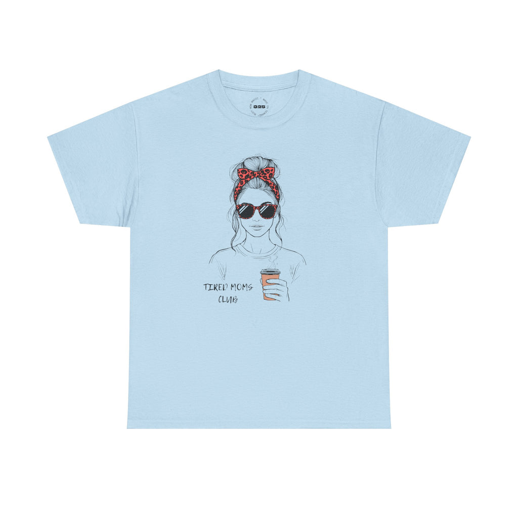 Tired MOM T-Shirt | Mom Hair Bandana Sunglasses Coffee Tee